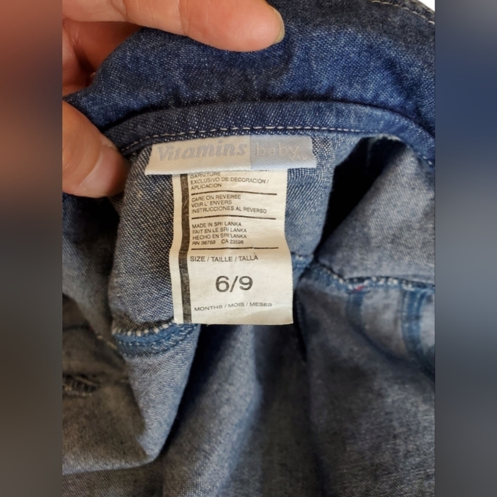 Vitamins Baby Blue Jean Jacket Classic Denim Style Size 6/9 - Picture 5 of 5